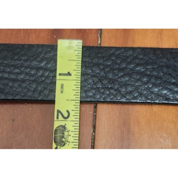 Women’s Genuine Leather Belt Made Italy Black Brass Buckle Textured Wide Belt M - Picture 10 of 12